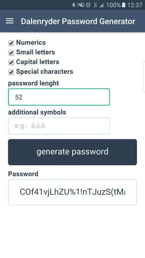 Dalenryder Password Generator 2 تصوير الشاشة