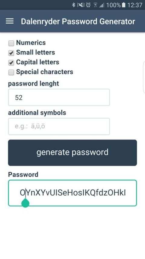 Dalenryder Password Generator screenshot 1