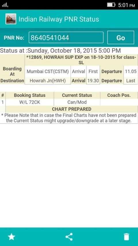 PNR Status screenshot 1