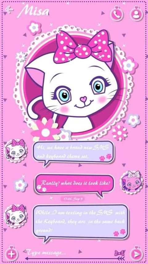 GO SMS PRO KITTY THEME скриншот 3