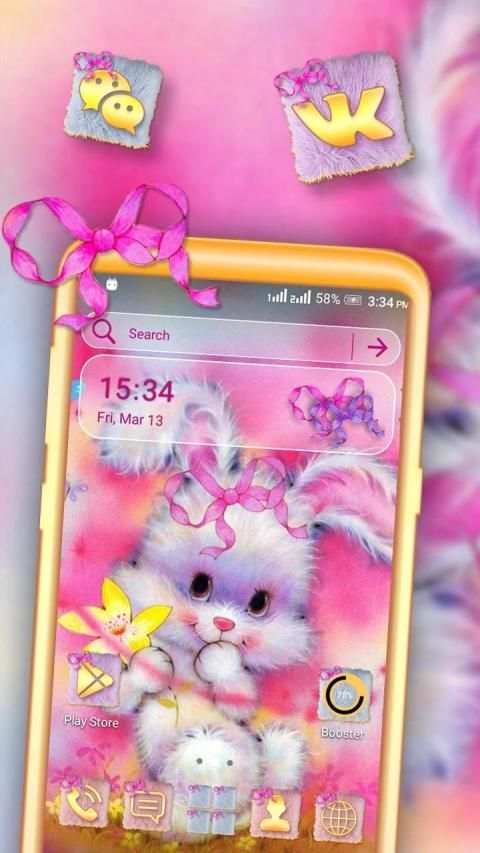 Kawaii Rabbit Launcher Theme स्क्रीनशॉट 1