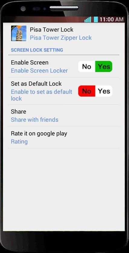 Pisa Tower Zipper Screen Lock screenshot 1