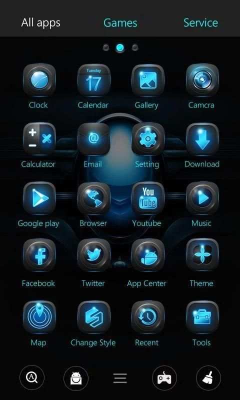 Blue Glow GO Launcher Theme 3 تصوير الشاشة