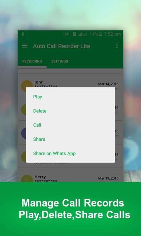 Auto Call Recorder Lite स्क्रीनशॉट 1