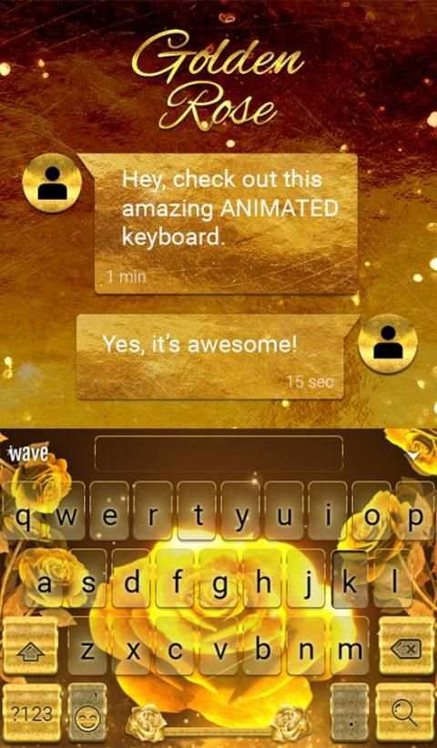 Gold Rose Animated Keyboard स्क्रीनशॉट 3