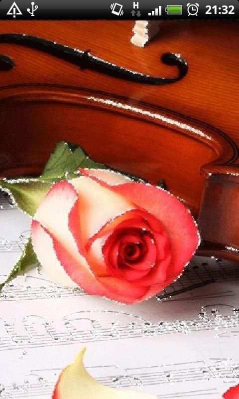 Glitter Rose Music Notes Live Wallpaper screenshot 1