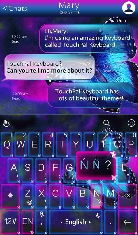 Blue Butterfly Keyboard Theme screenshot 4