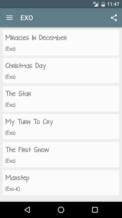 EXO Lyrics screenshot 2
