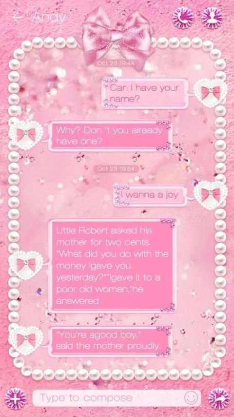 GO SMS PINK DIAMOND THEME 6 تصوير الشاشة