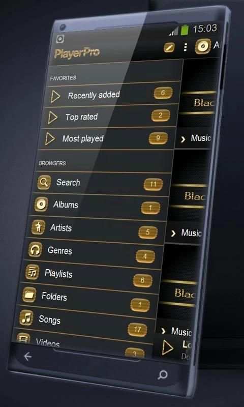 Black and gold PlayerPro Skin screenshot 4
