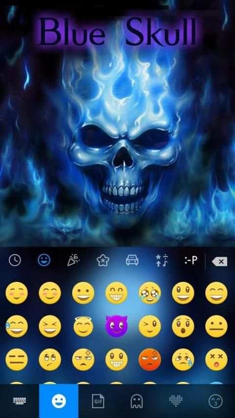 Blue Skull Emoji KeyboardTheme screenshot 4