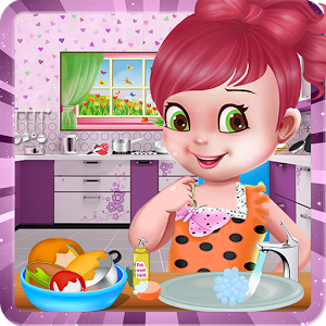 Girl Wash Kitchen Dishes icon