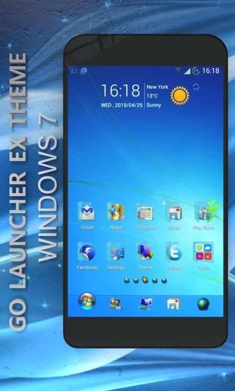 Blue Windows 7 GoLauncher Free 1 تصوير الشاشة