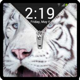 Zipper Lock Screen White Tiger