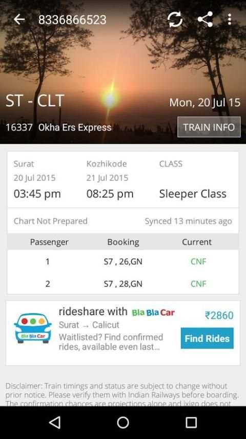 PNR Status Web Check-In screenshot 3