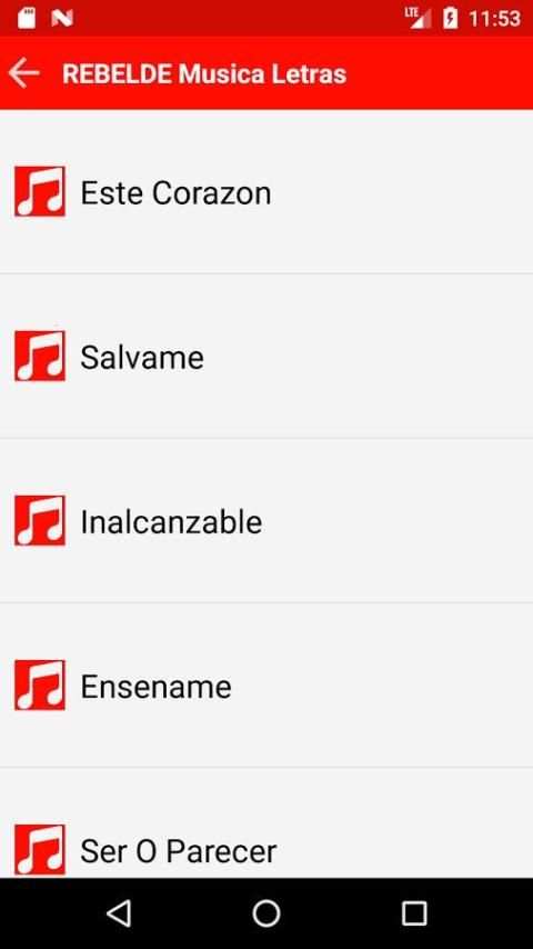 Rebelde Musica y Letras screenshot 2