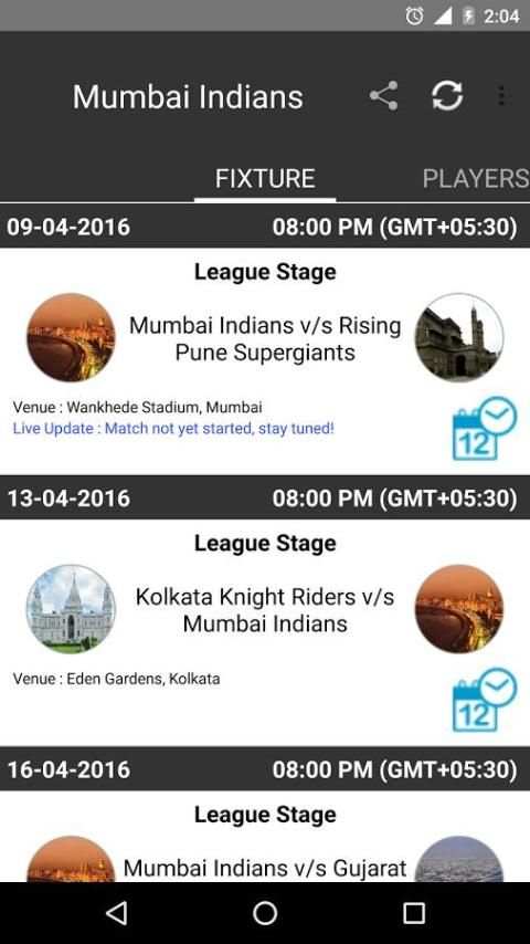 Live IPL 2016 Update, Schedule स्क्रीनशॉट 2