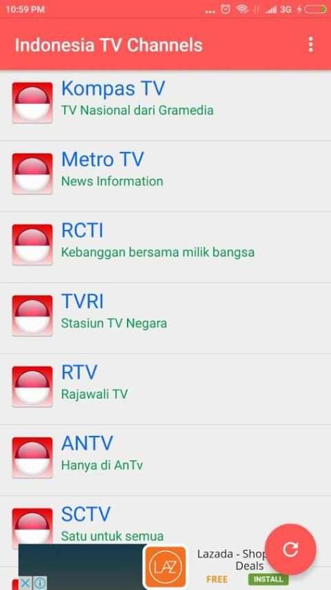 Indonesia TV Channels स्क्रीनशॉट 1