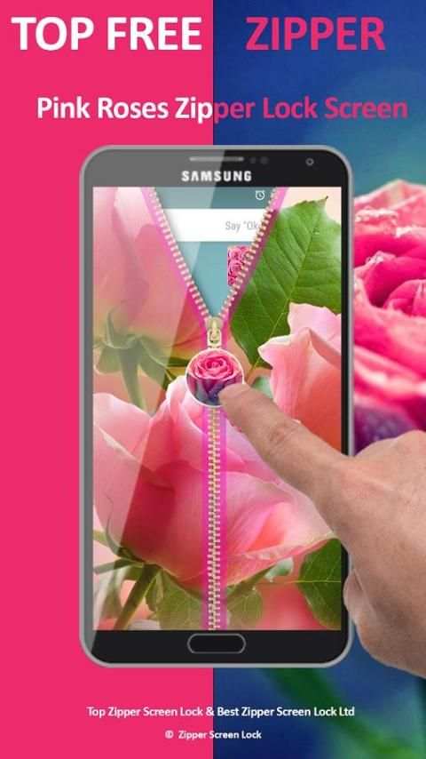 Pink Roses Zipper Lock Screen 3 تصوير الشاشة