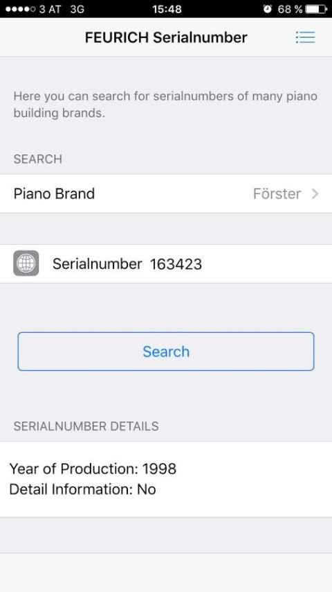 FEURICH Seriennummer Atlas 1 تصوير الشاشة