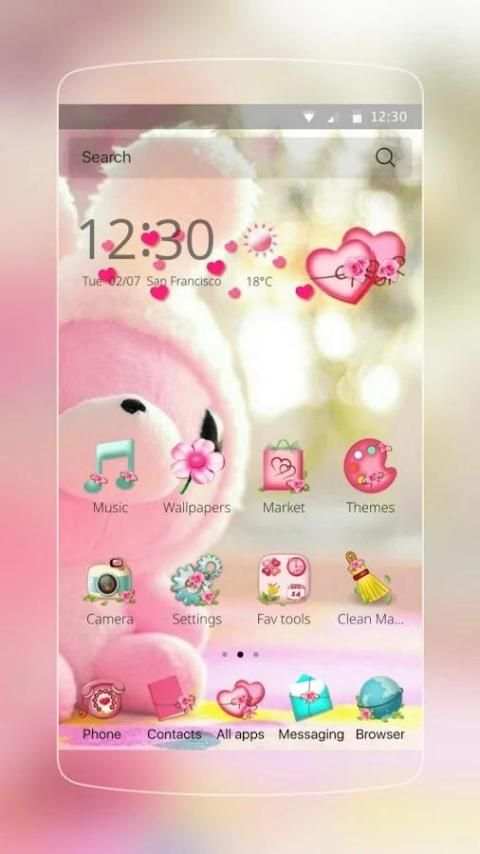 Cute Pink Beruang Tema screenshot 3