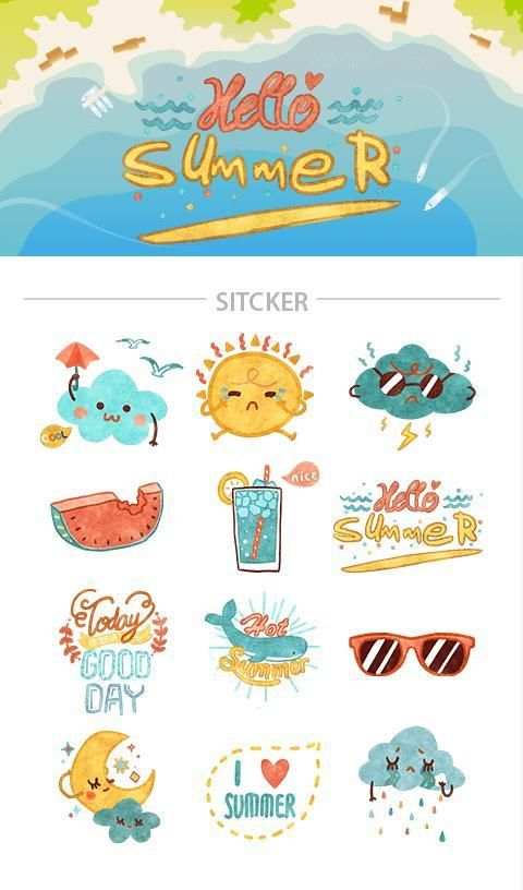 TouchPal Cool Summer Sticker screenshot 4