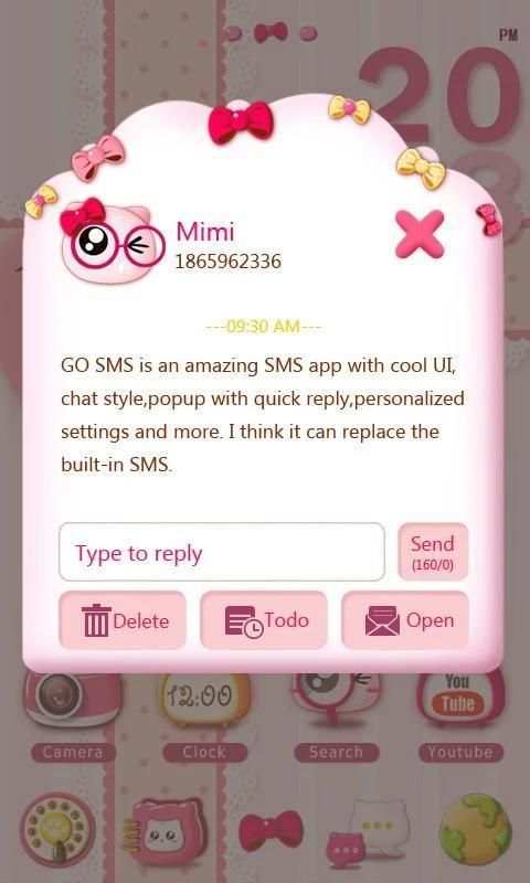 Tema SMS Kitty Pink screenshot 2