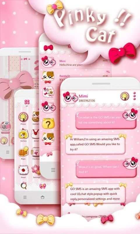 Tema SMS Kitty Pink screenshot 5