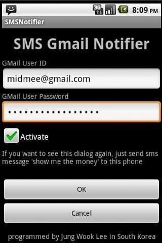 SMS GMail Notifier screenshot 2