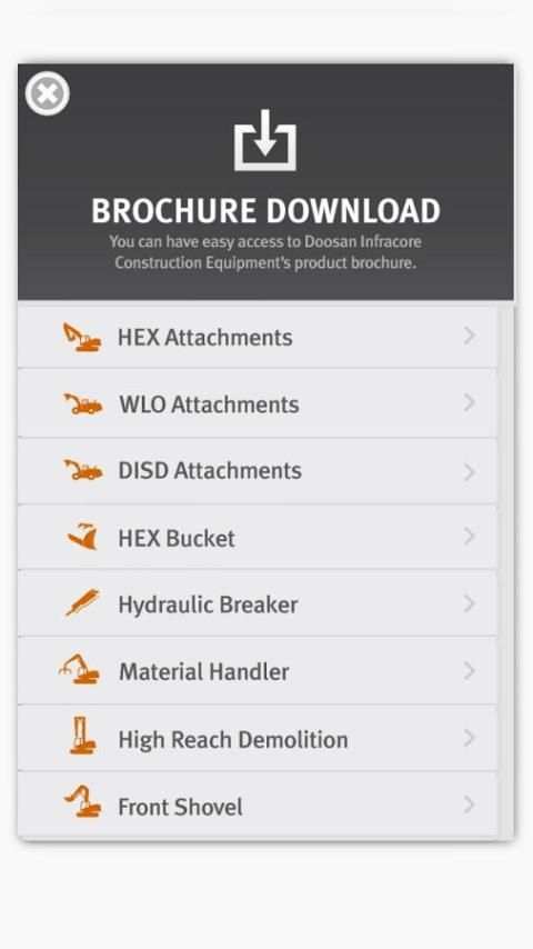 Doosan Attachments Guide स्क्रीनशॉट 1