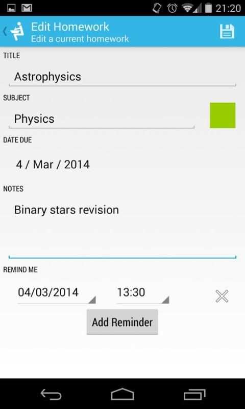 Homework Planner स्क्रीनशॉट 3