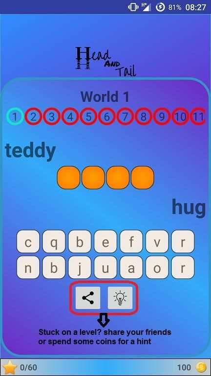 Head & Tail Word Game screenshot 1