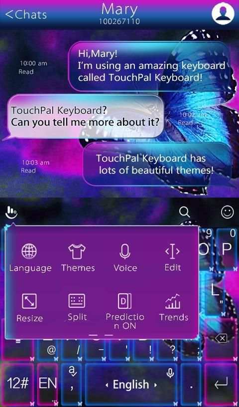 Blue Butterfly Keyboard Theme screenshot 2