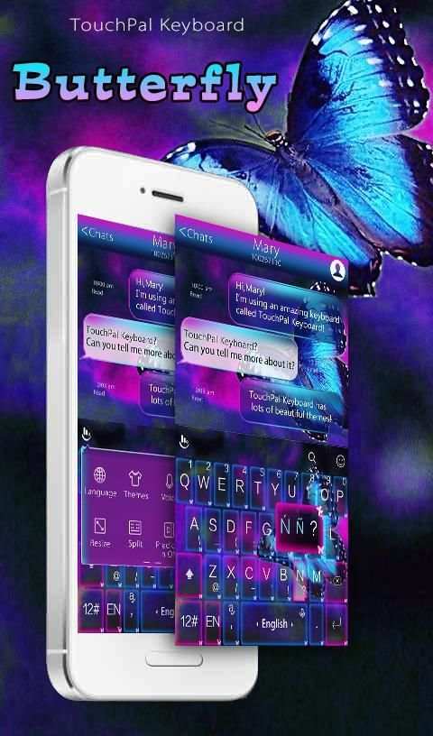 Blue Butterfly Keyboard Theme screenshot 5