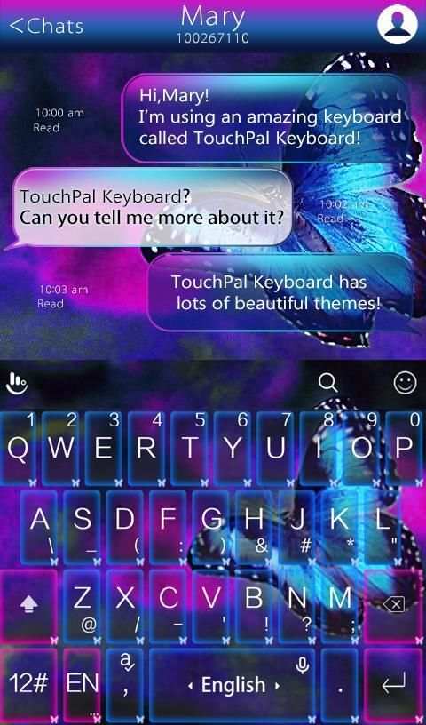 Blue Butterfly Keyboard Theme screenshot 3