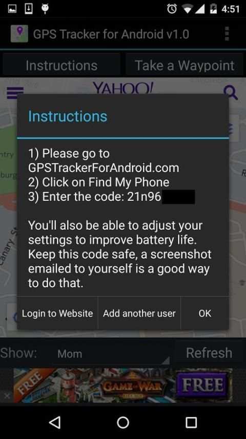 GPS Tracker for Android स्क्रीनशॉट 1