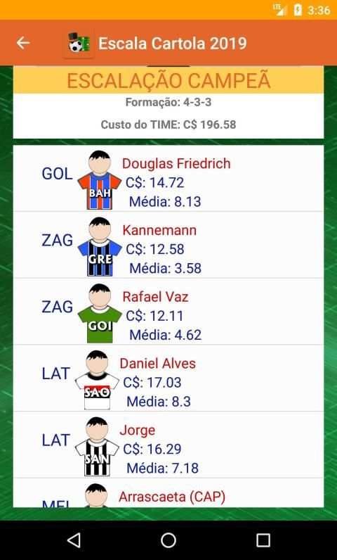Escala Cartola screenshot 3