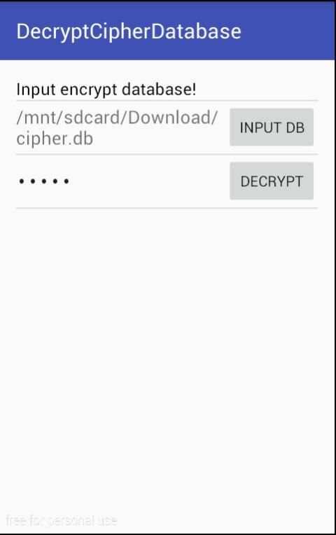 SQLCipher Decrypt screenshot 2