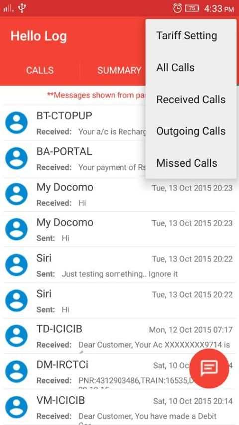 Call Log & Cost screenshot 1