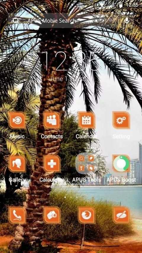 The palm trees theme for APUS 3 تصوير الشاشة
