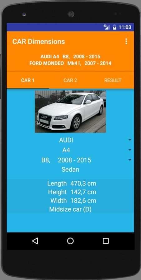 Car size comparison tool स्क्रीनशॉट 3