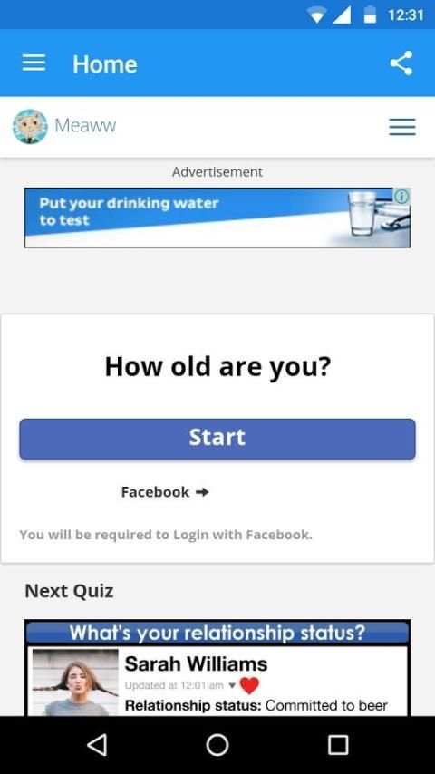 Meaww - Facebook Quiz App screenshot 1