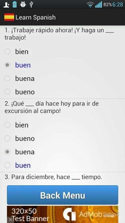 Spanish Exercise screenshot 3