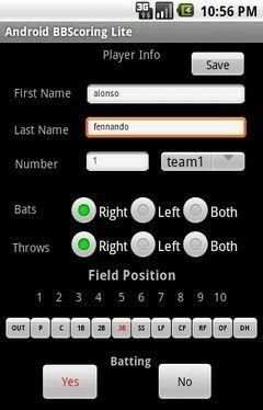 Android baseball Scoring Lite screenshot 2