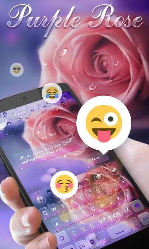 Purple Rose GO Keyboard Theme स्क्रीनशॉट 2