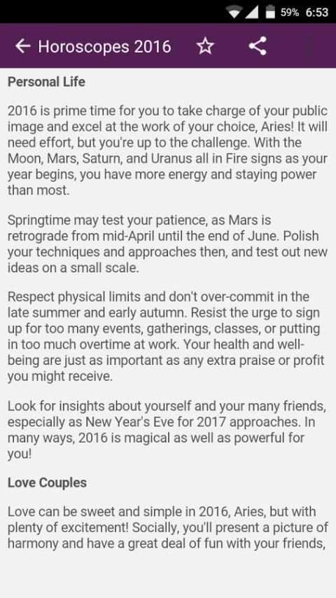 Horoscopes 2016 screenshot 1