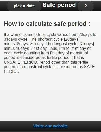Safe Period Calculator 1 تصوير الشاشة