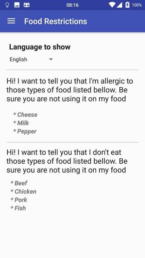 Food Restrictions screenshot 4