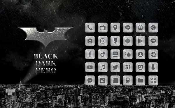 Black Dark Hero Launcher theme screenshot 6