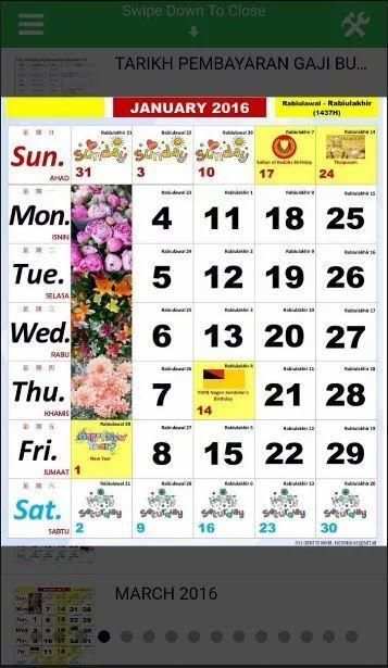 Kalendar 2016 Malaysia Hijrah 5 تصوير الشاشة
